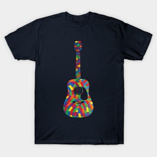 Dreadnought Style Acoustic Guitar Colorful Texture T-Shirt